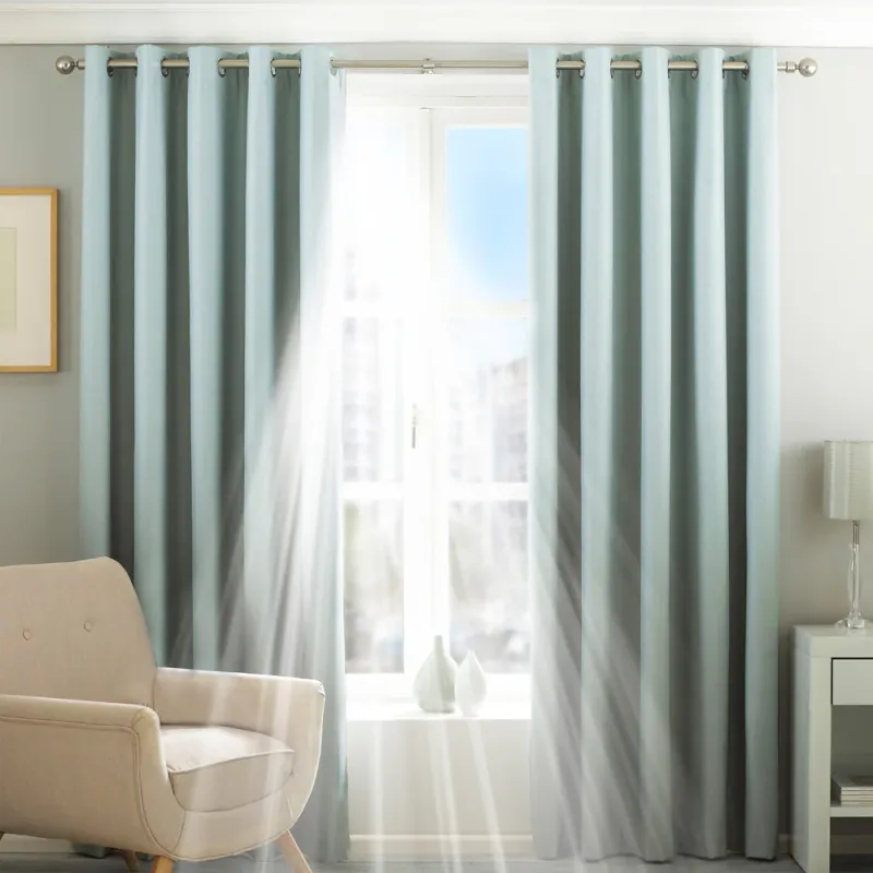 Twilight Thermal Blackout Eyelet Curtains Duck Egg Blue