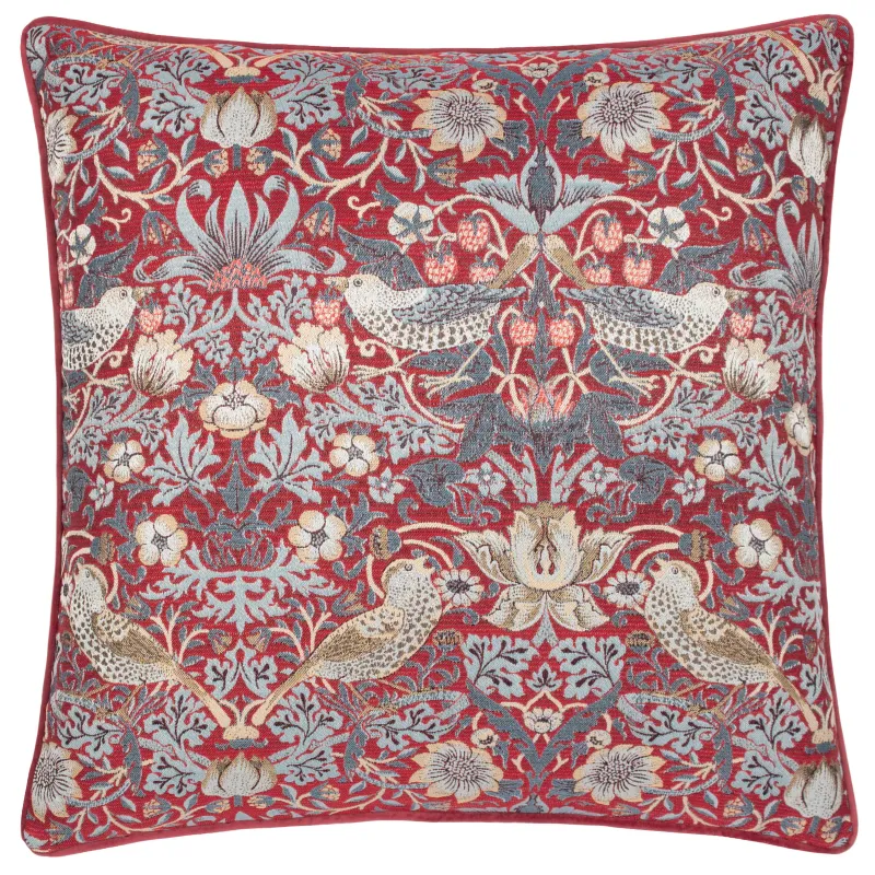 Strawberry Thief Piped Jacquard Cushion