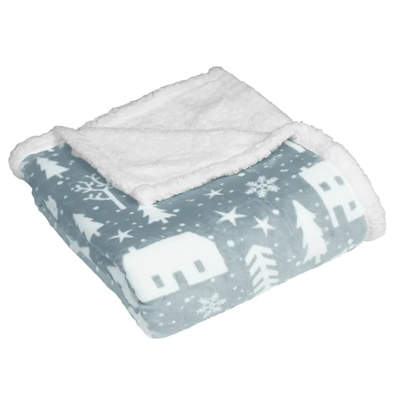 Winter Walk Fleece Throw Mist Blue