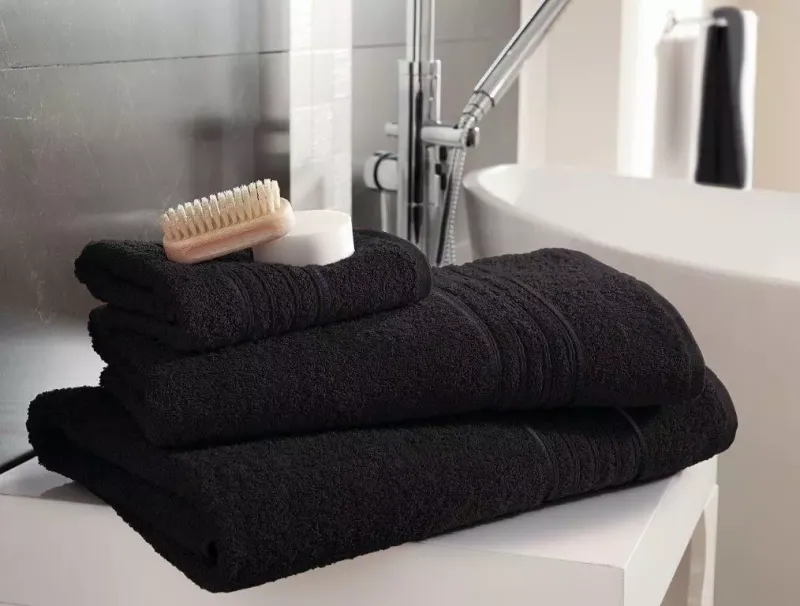New Hampton Cotton Towel Black Packs of 4