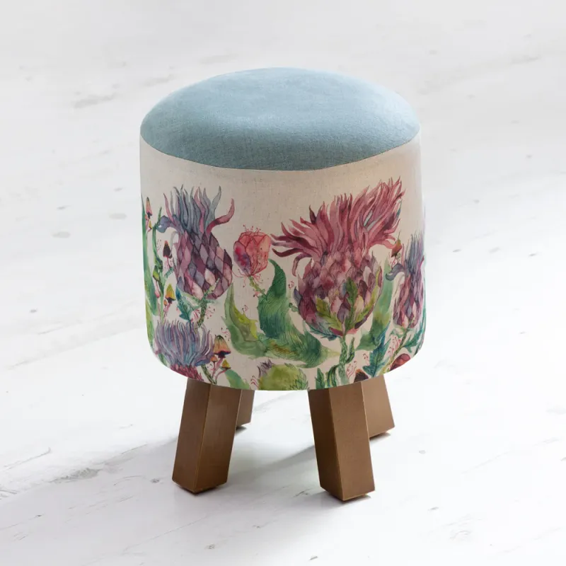 Fairytale Bristles Monty Round Footstool Damson