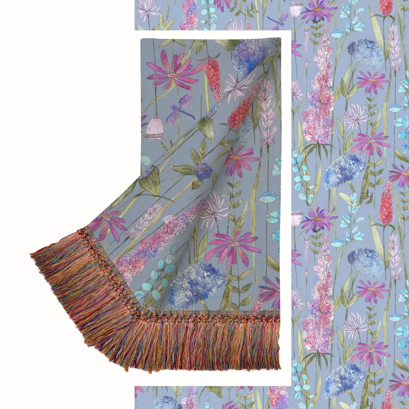 Florabunda Printed Throw Bluebell