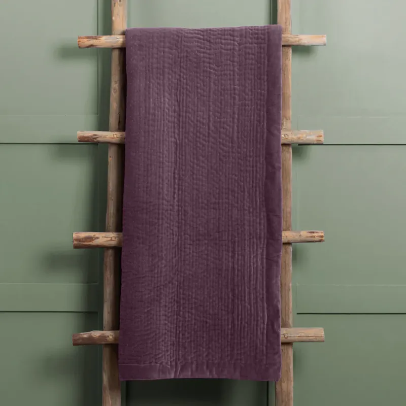 Haze Velvet Quilted Throw Plum