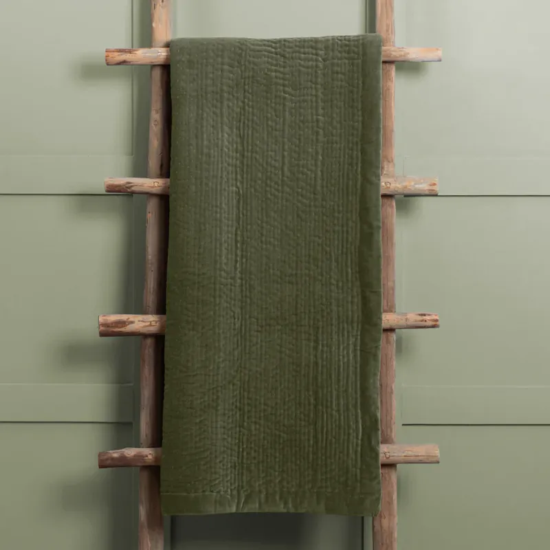 Haze Velvet Quilted Throw Sage