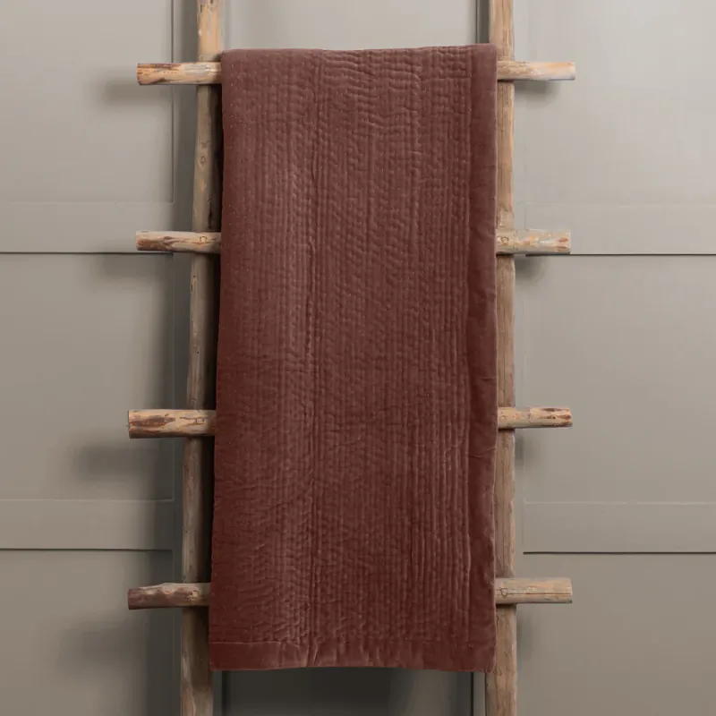 Haze Velvet Quilted Throw Persimmon