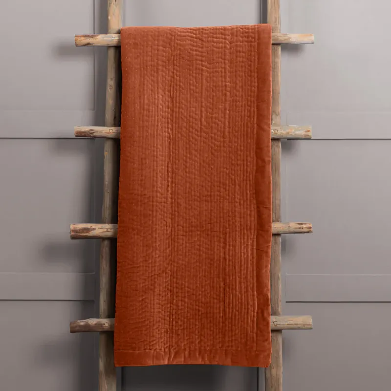 Haze Velvet Quilted Throw Sunset