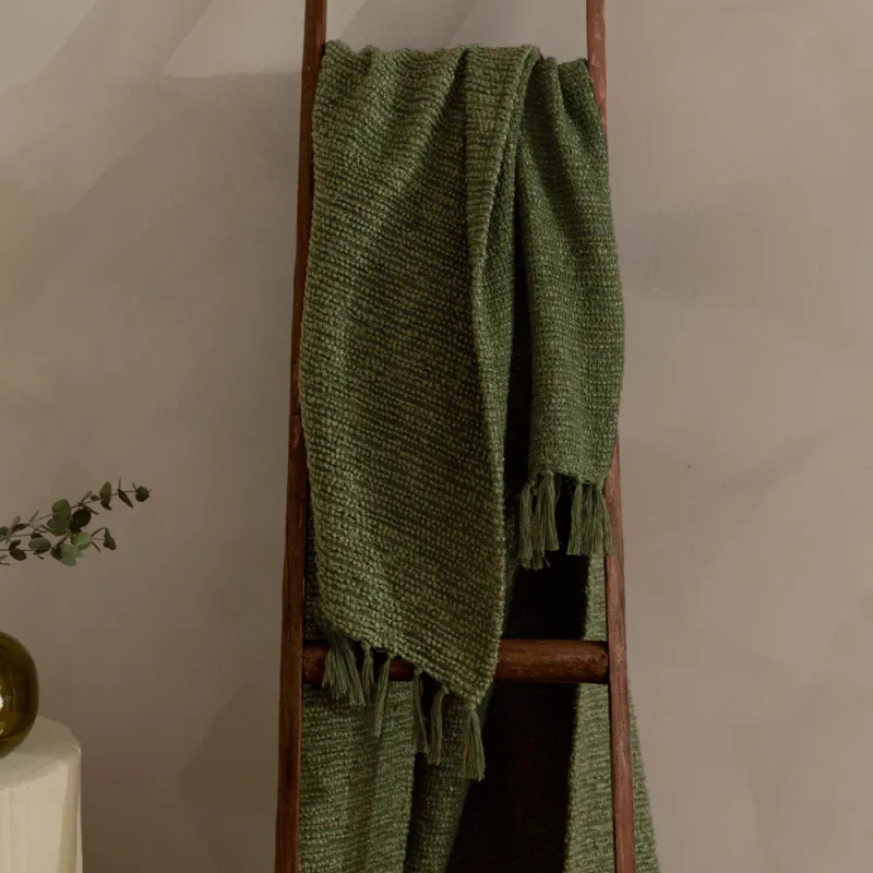 Candar Textured Boucle Throw Khaki