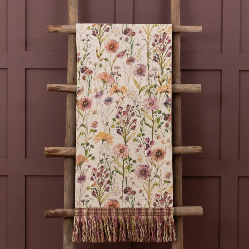 Medmerry Printed Fringe Throw Blossom