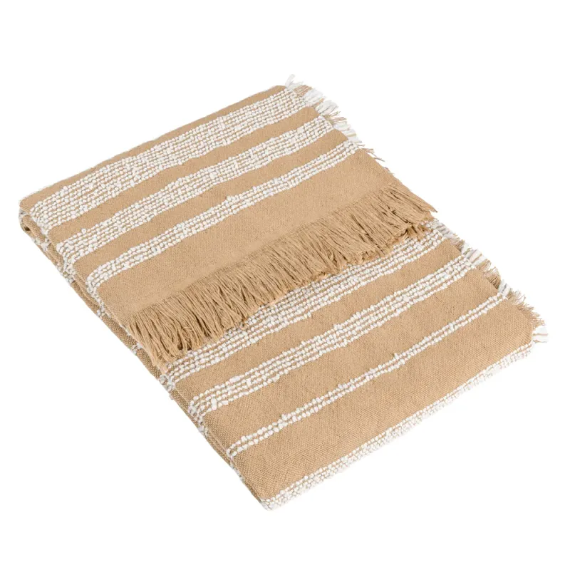Jour Woven Fringed Throw Nougat