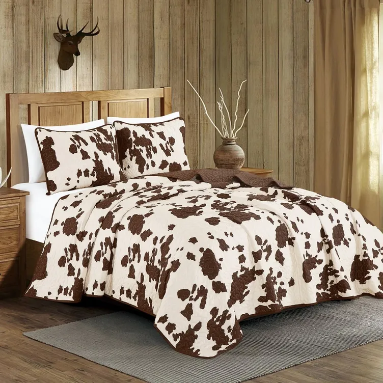 Rustic Cowhide Brown Bedspread