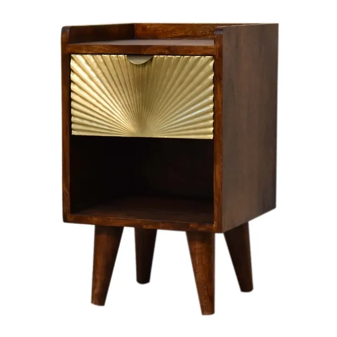 Mini Manila Gold 1 Drawer Bedside Mango Wood