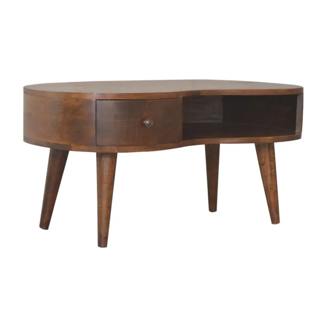 Solid Wood Chestnut Rounded Coffee Table