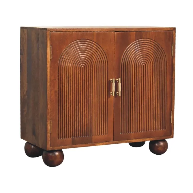 Chestnut Carved Sideboard with 2 Drawers