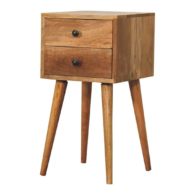 Mini 2 Drawer Oak-Ish Bedside
