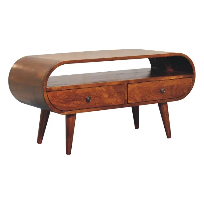 Chestnut Circular Tv Stand