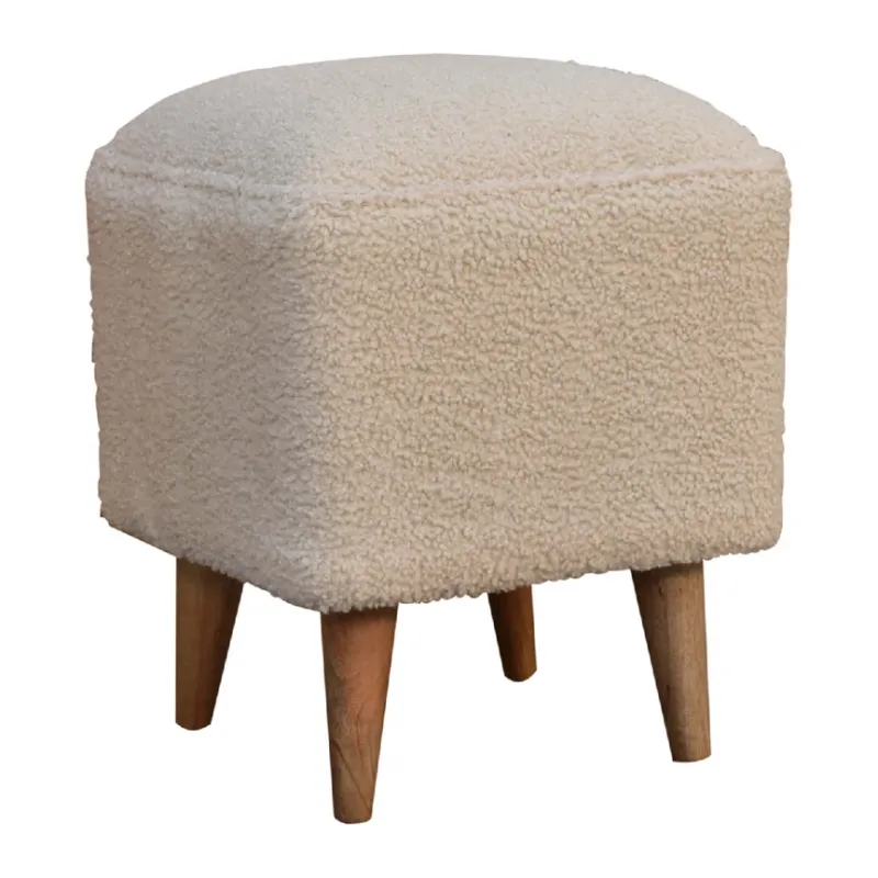 Boucle Cream Squoval Footstool