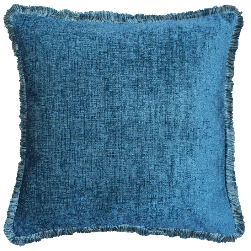 ​Astbury Chenille Fringed Cushion Teal