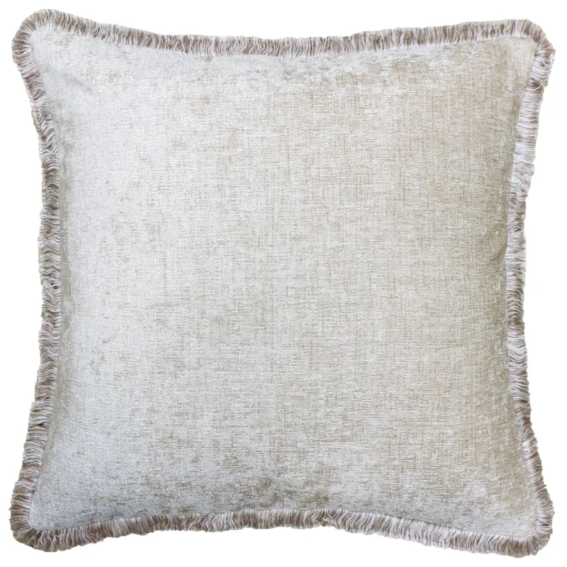 ​Astbury Chenille Fringed Cushion Natural