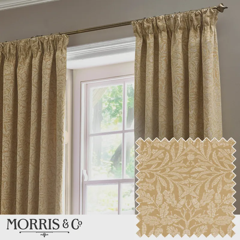 Acorn Tonal Matt Jacquard Pencil Pleat Curtains 5 Colours