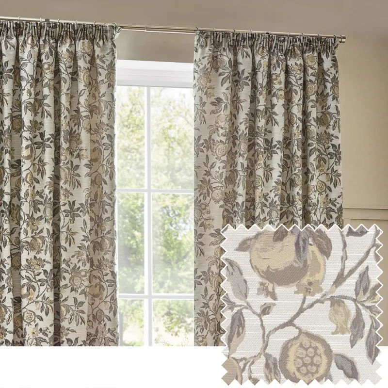 Pomegranate Pencil Pleat Curtains Beige
