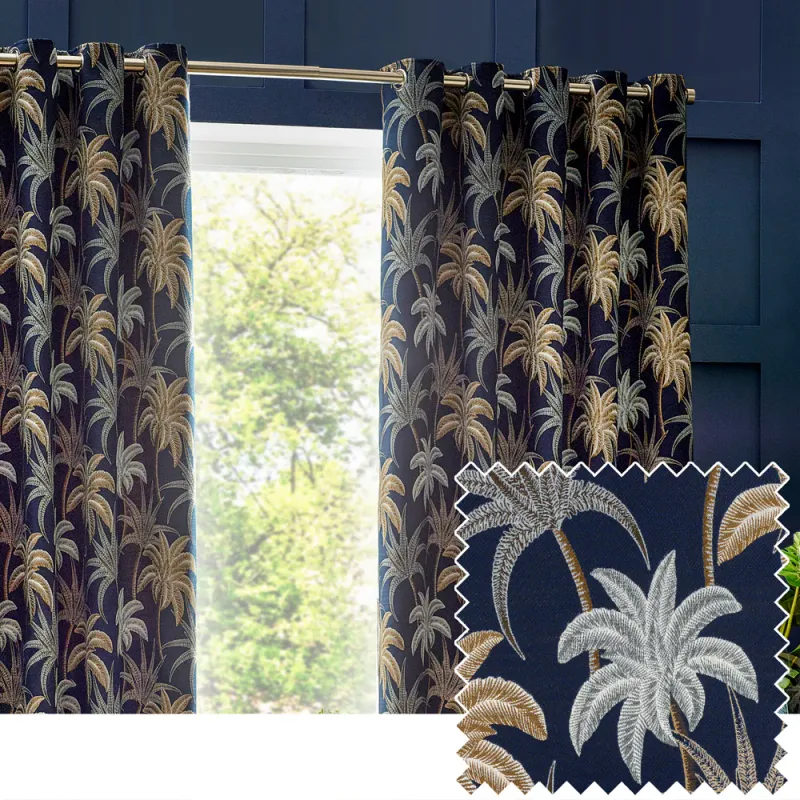Galapagos Eyelet Curtains Navy