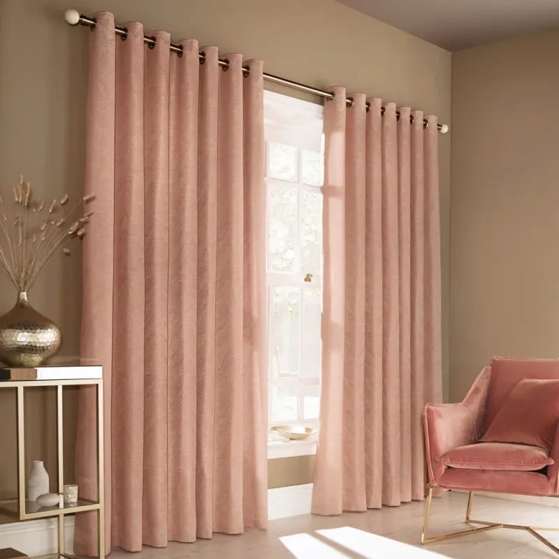 Himalaya Jacquard Eyelet Curtains Blush Pink