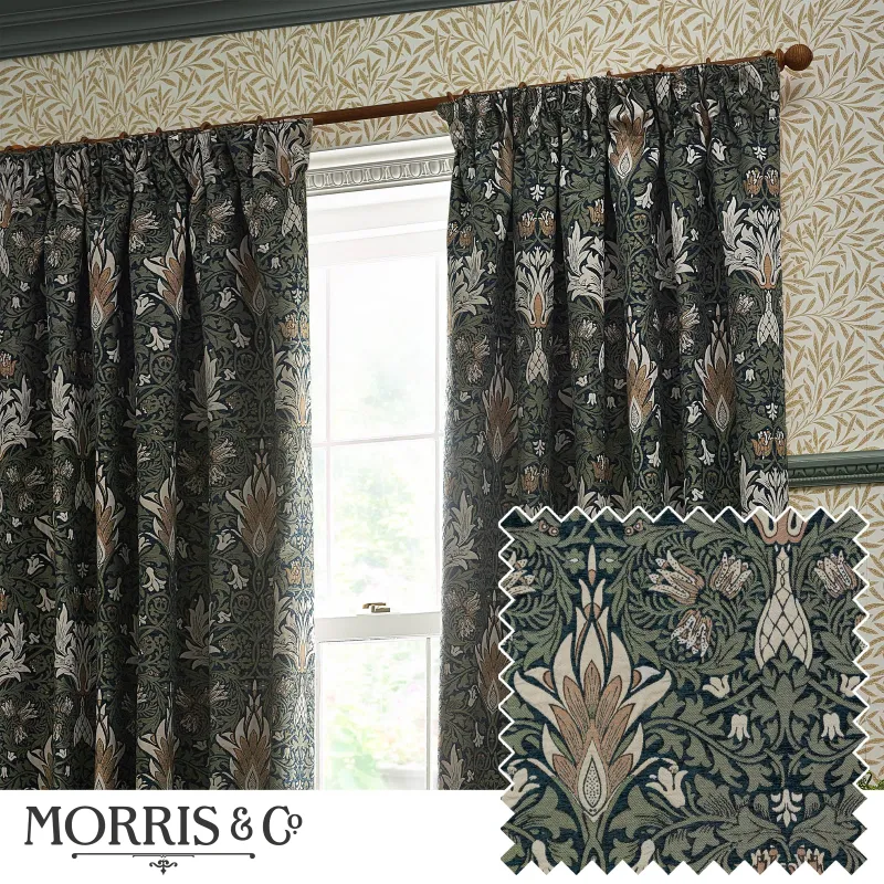 Snakes Head Jacquard Chenille Pencil Pleat Curtains 2 Colours