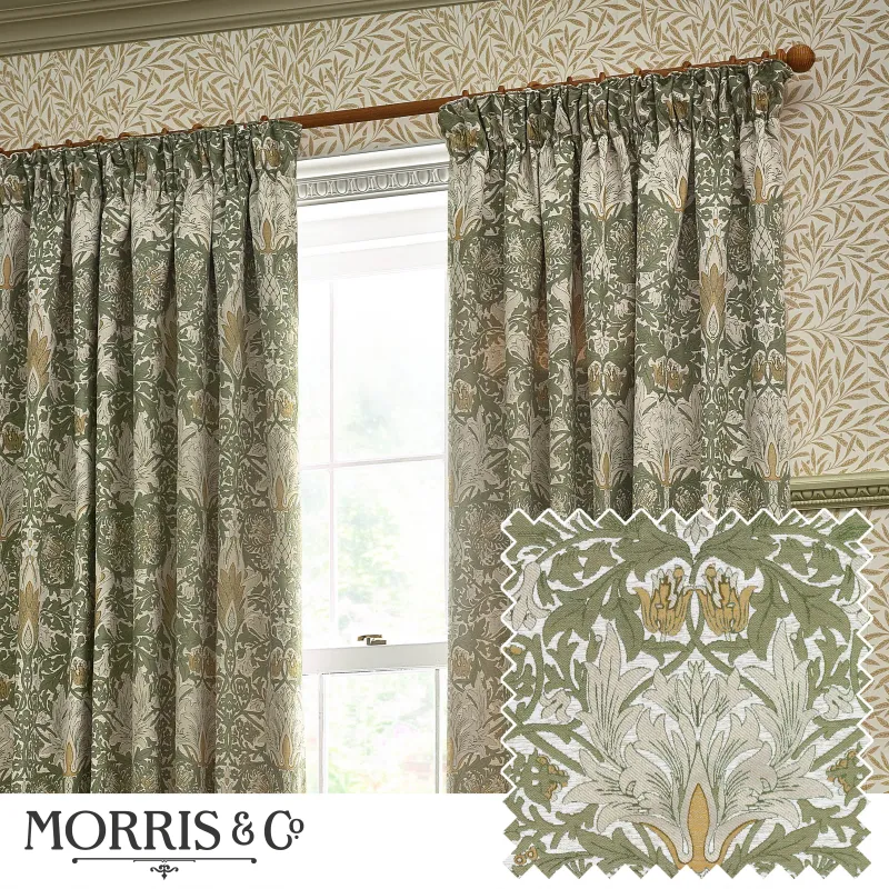 Snakes Head Jacquard Chenille Pencil Pleat Curtains Sunflower/Stone