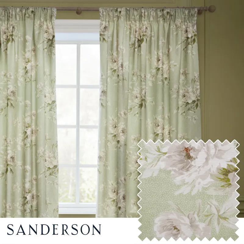 Adele Floral Chenille Pencil Pleat Curtain Rose