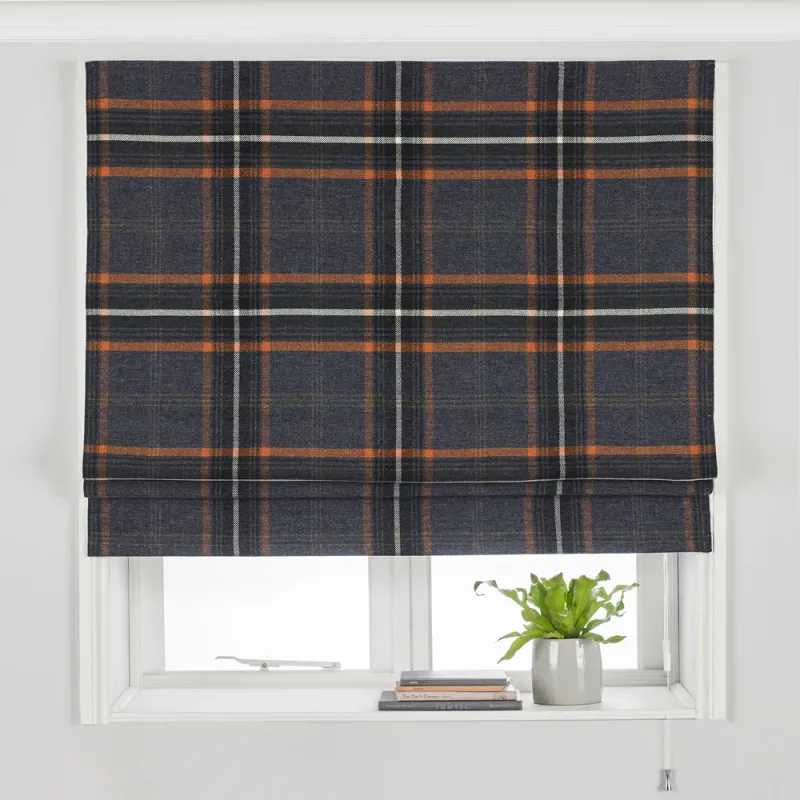 Aviemore Tartan Faux Wool Roman Blind Rust
