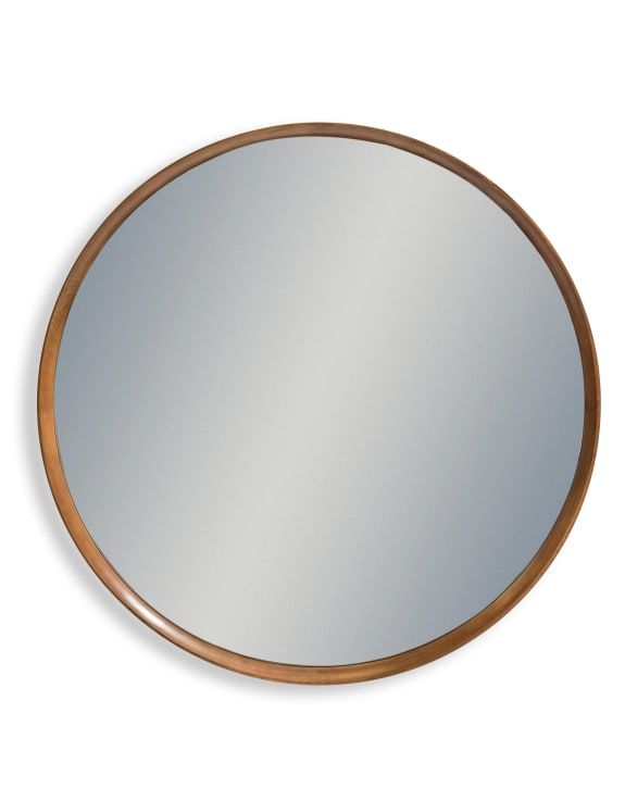 Extra Large Round Oak Wood-Framed Dovetail Wall Mirror