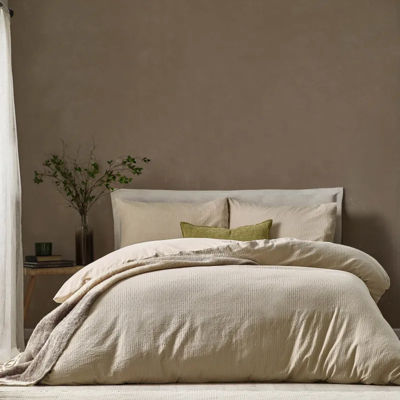 Malton Stripe 100% Cotton Duvet Cover Set Linen