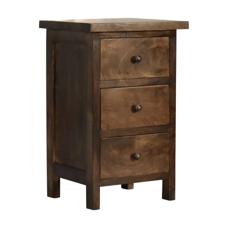 Classic Grey Country Style Bedside with 3 Drawers