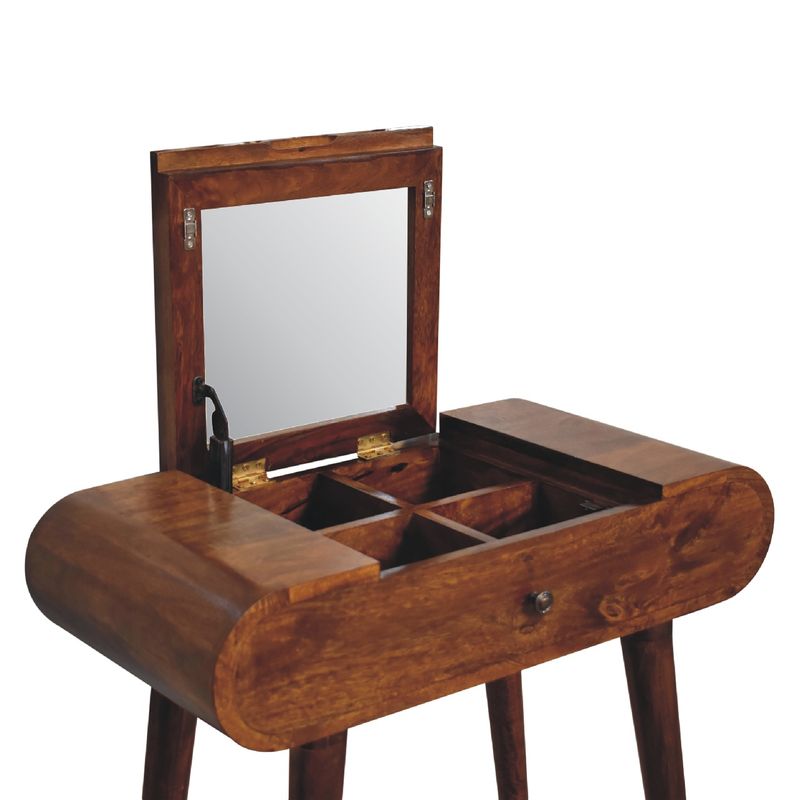 Mini Round Chestnut Fold Dressing/Vanity Table