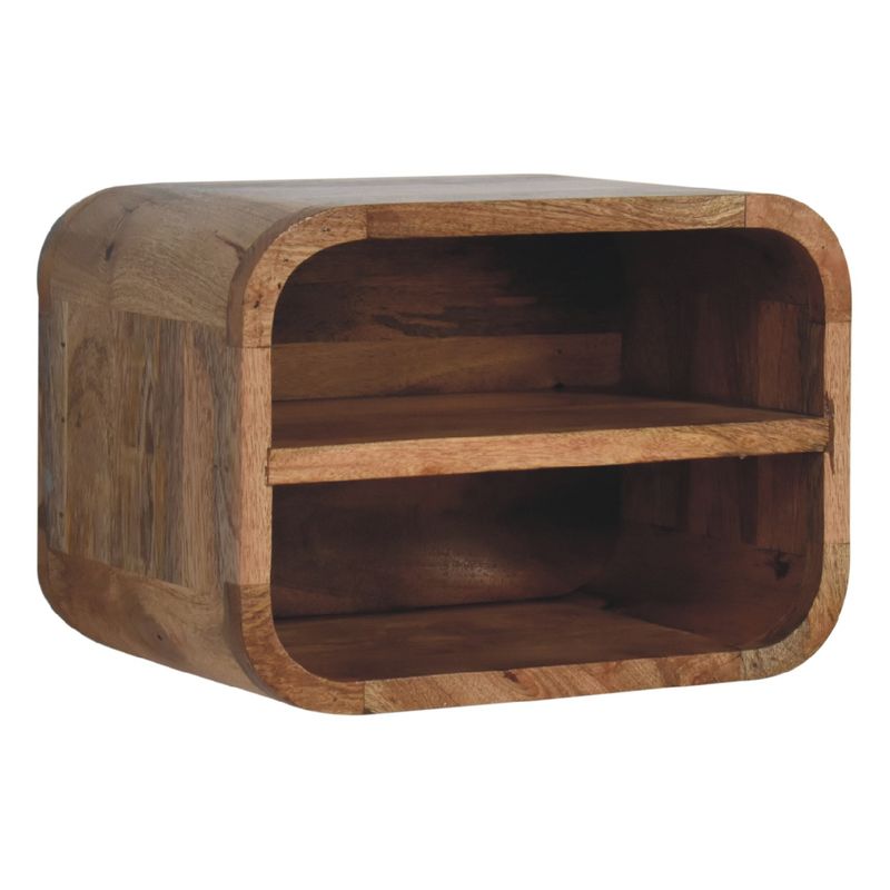 Oak-ish Floating Open Curve Shelving