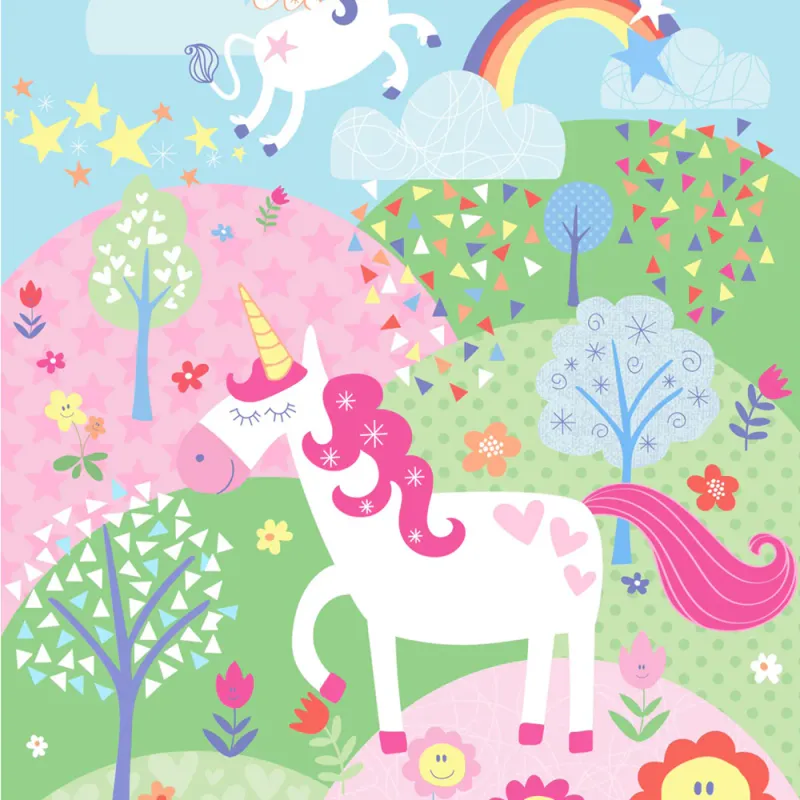 Unicorn Kids Wall Art Pink Large