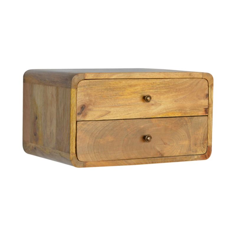 Oak- ish Floating Curved Chestnut Bedside