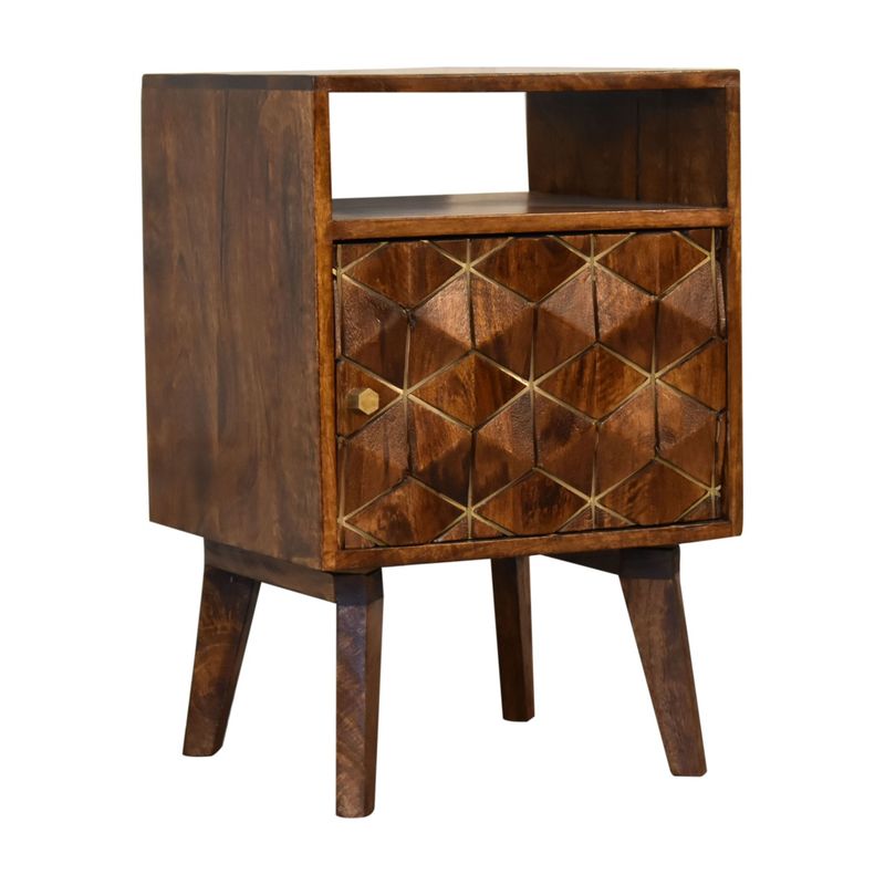 Samara Bedside Mango Wood & Brass Inlay