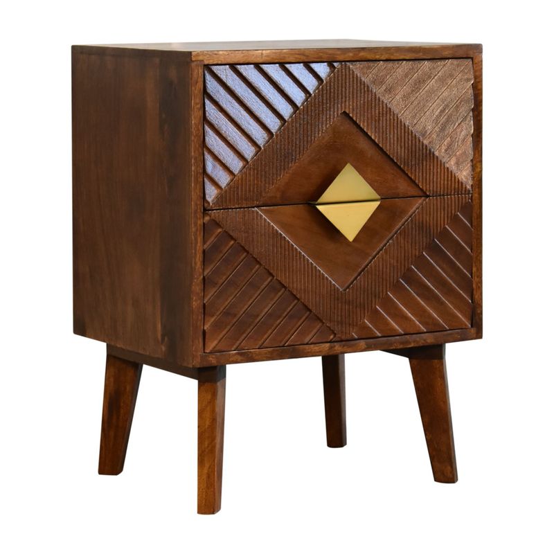 Alma Bedside Mango Wood with Brass Inlay