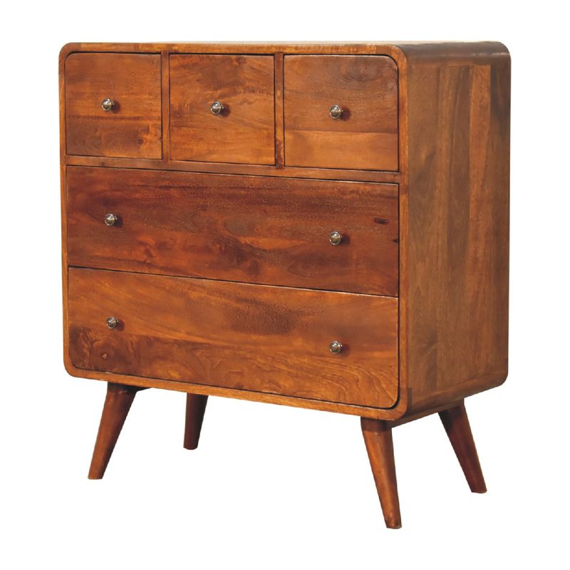 3 over 2 Curved Chestnut Chest of Draws