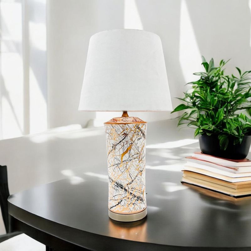 Lamp with Linen Shade Ceramic Base