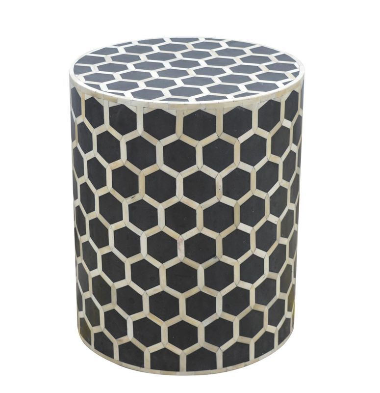 Cylindrical Bone Inlay Footstool