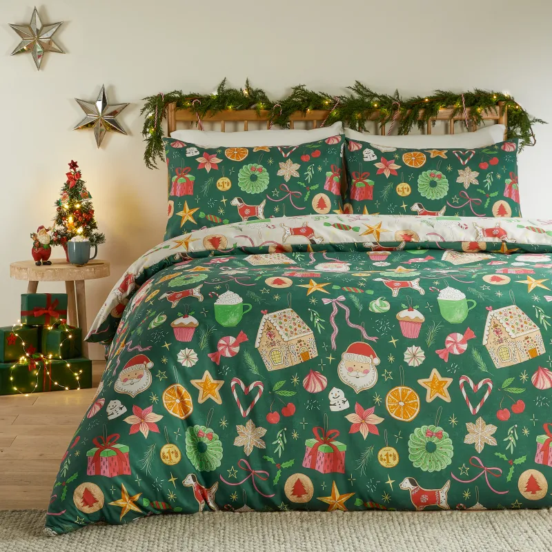 Festive Treats Emerald/Cream Duvet Set