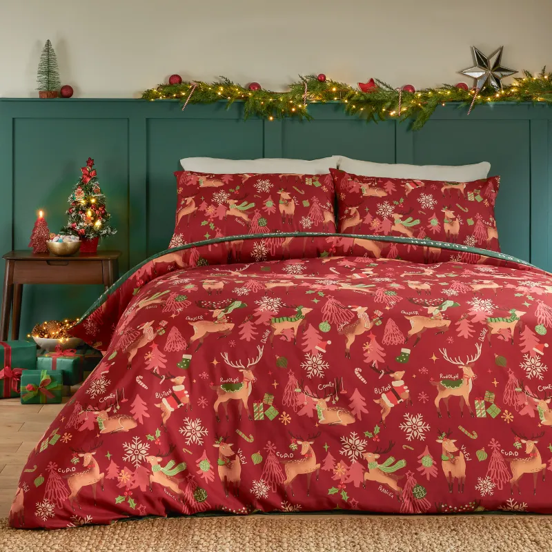 Sleigh Team Duvet Cover Set Red