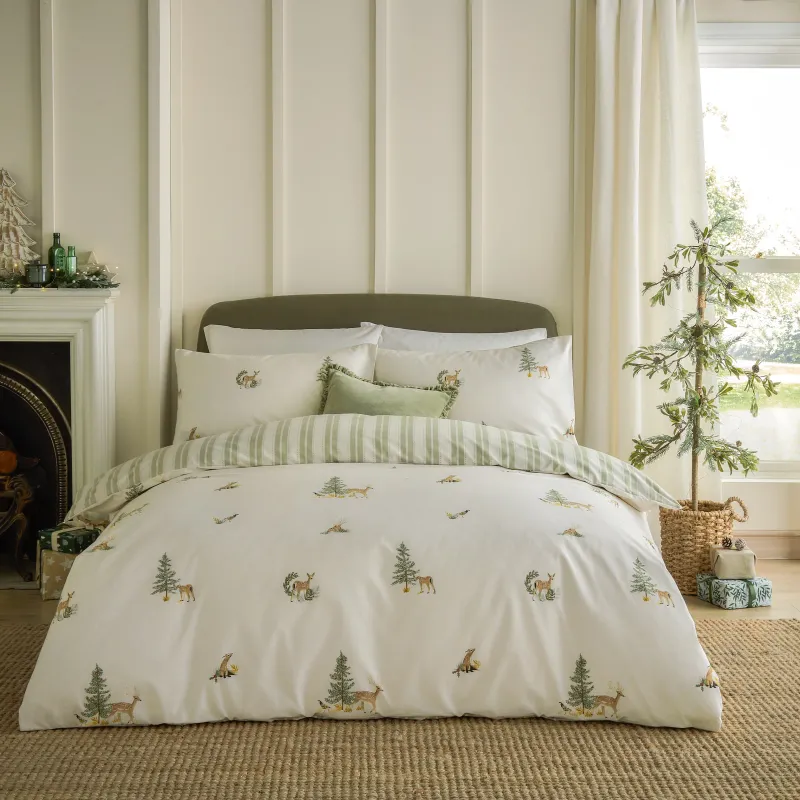 Charlecote Duvet Cover Set Green/Natural