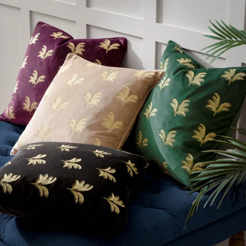 Guilded Palms Embroidered Cushion