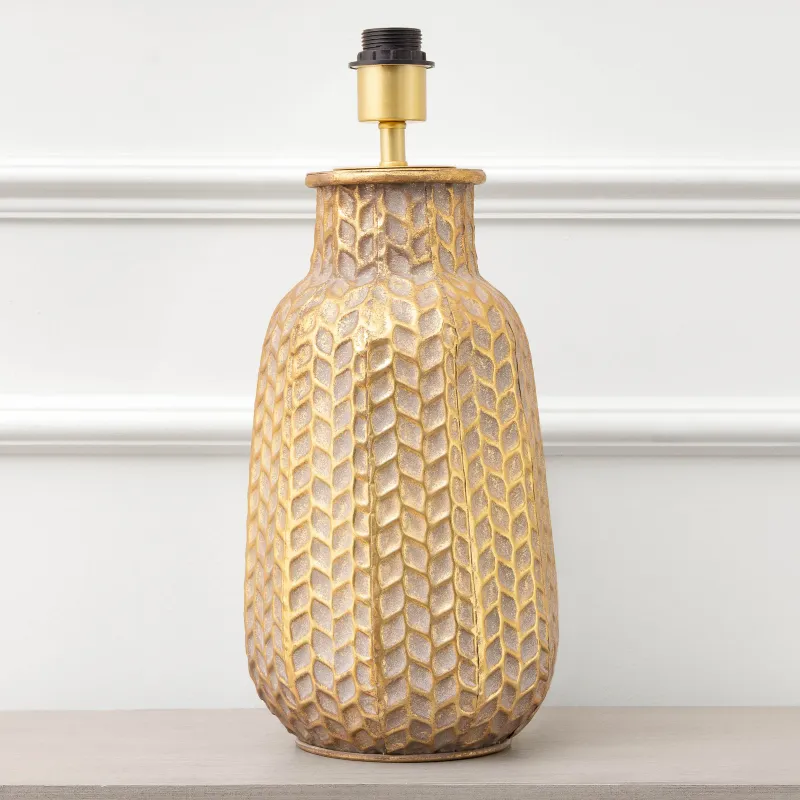 Evanora Lamp Base Gold/Whitewash