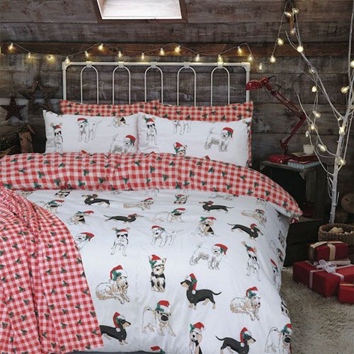 Christmas Dogs Cotton Duvet Cover Set