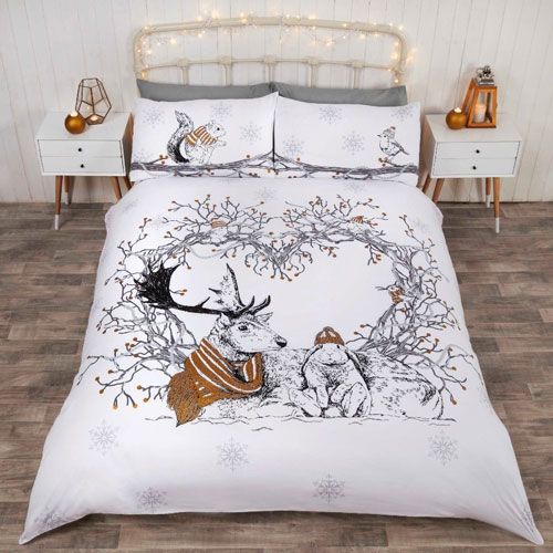 Stag & Friends Christmas Cotton Duvet Cover Set