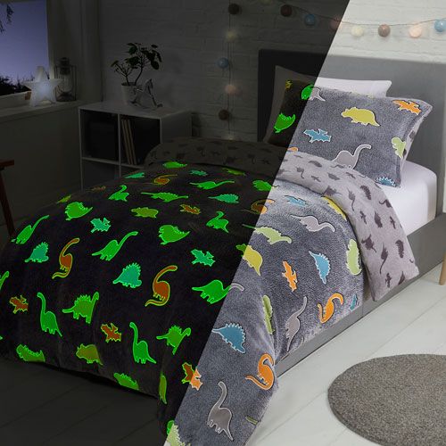 Glow In The Dark Dinosaur Cotton Duvet Cover Set